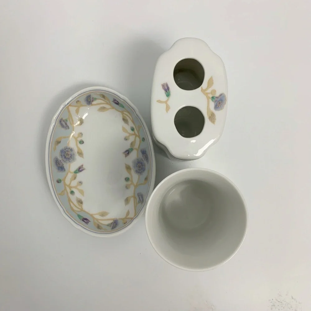 San Francisco Glory Floral Porcelain Toothbrush Holder Trinket Tray/Soap Dish